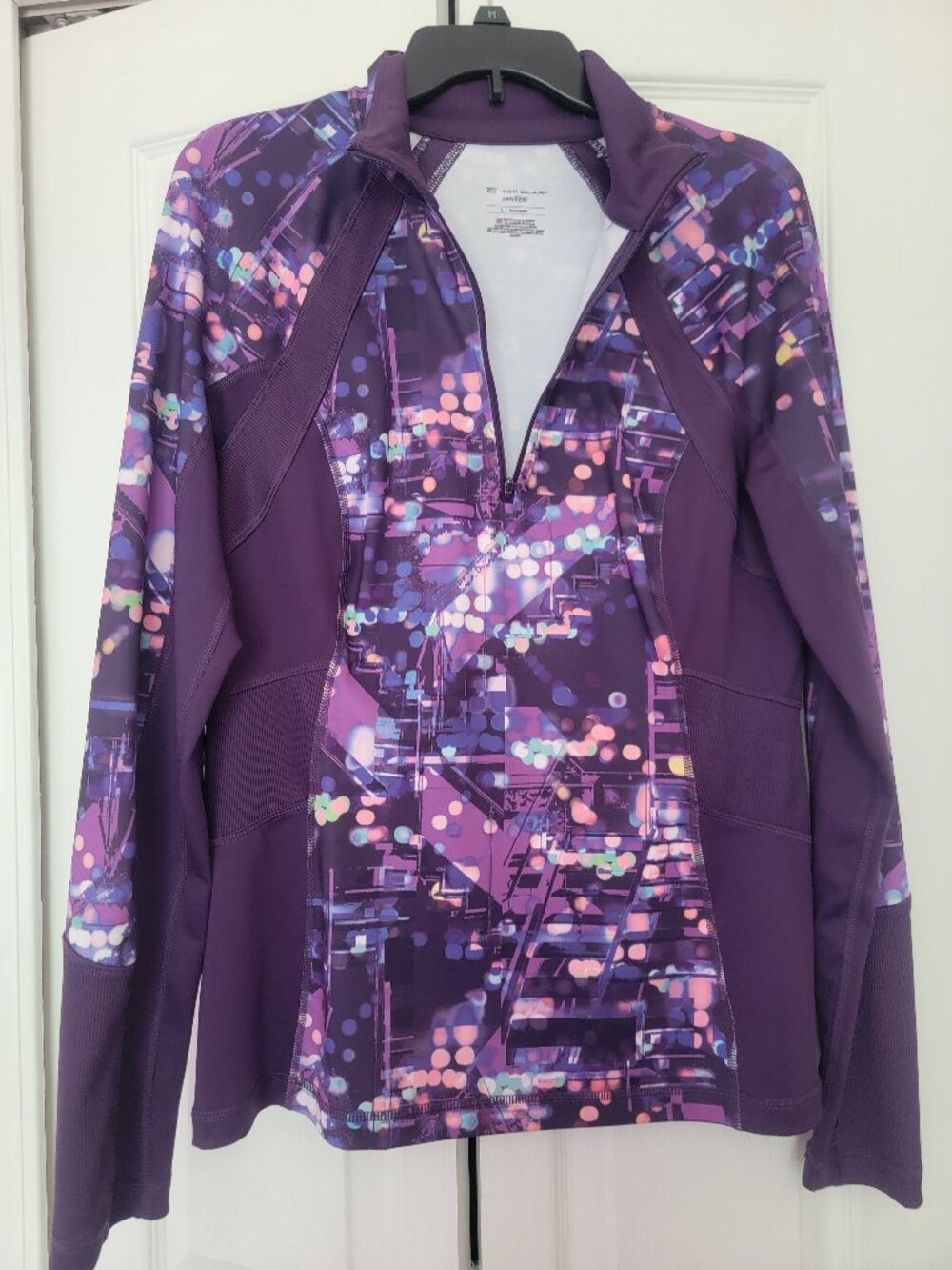 Tek Gear Dry Tek Purple Graphic Half-Zip Active Jacket Size Large